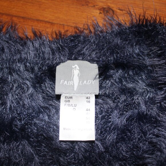 Fair Lady Vintage Mohair Sweater Cardigan V-Neck Blue Jewel Button US 10 BOHO - Picture 11 of 16